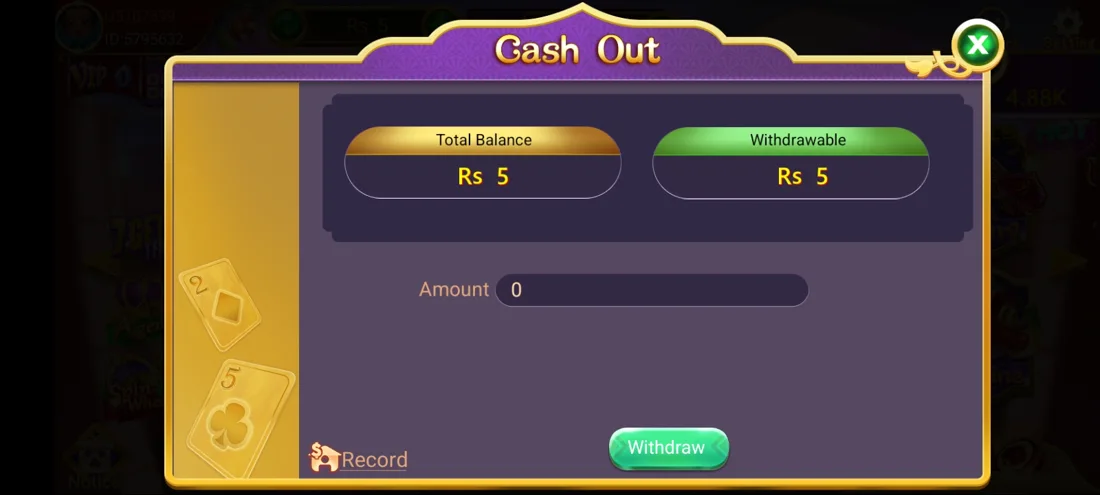 3 Patti Loot Cash Out Interface